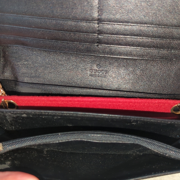 Gucci  Authentic Impreme Black Monogram Wallet With Gold Chain And Dust Bag - Picture 6 of 12